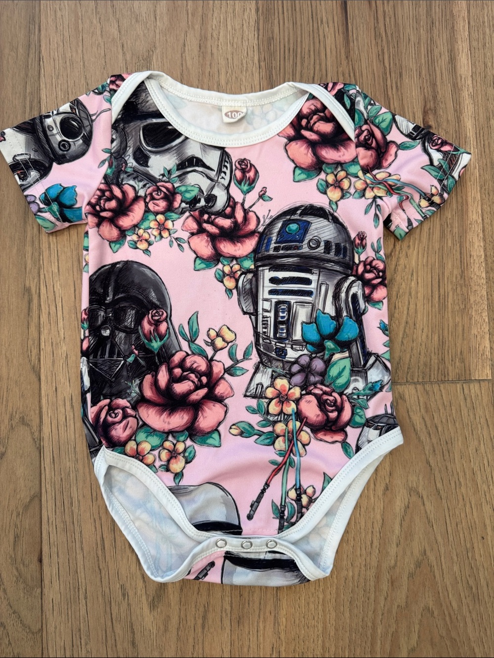Star Wars Baby Girl Onesie bodysuit Pink Floral R2D2 Darth Vader Storm Trooper